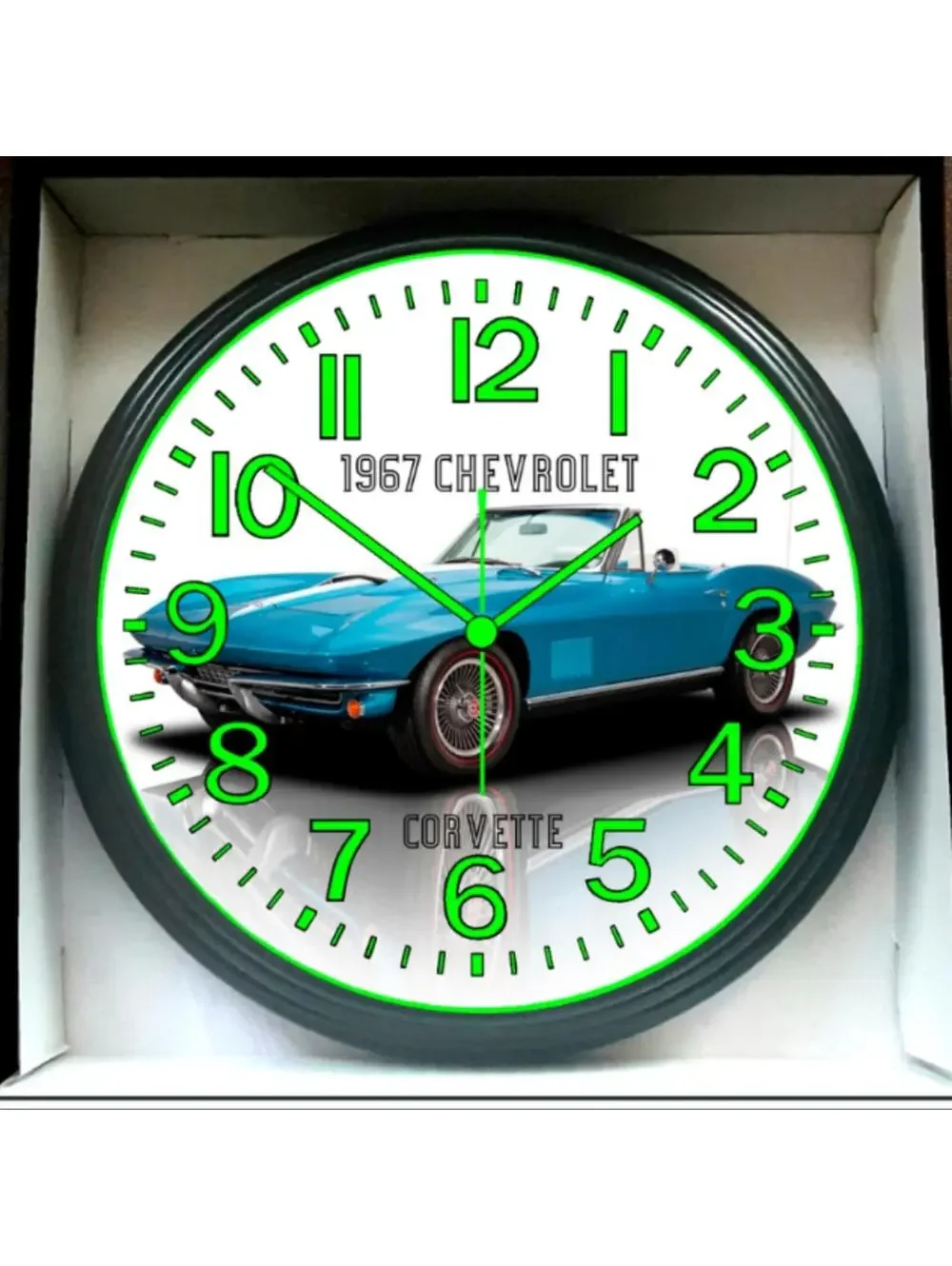 1967 Chevy Chevrolet Corvette Glow In The Dark Wall Clock New!